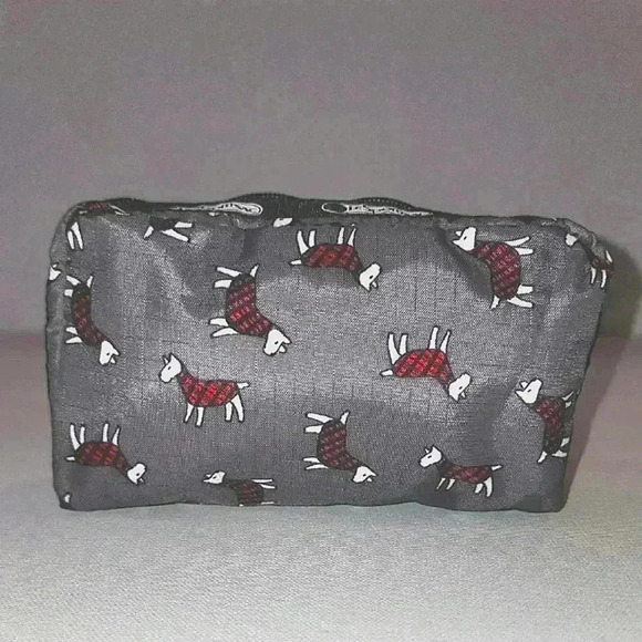 Lesportsac Other - LeSportSac Lamb Black & Red Patterned Zipper Cosmetic Travel Bag 6.5 X 4 X 2"